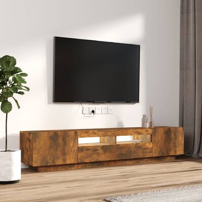 vidaXL 2-delige Tv-meubelset met LED bewerkt hout gerookt eikenkleurig