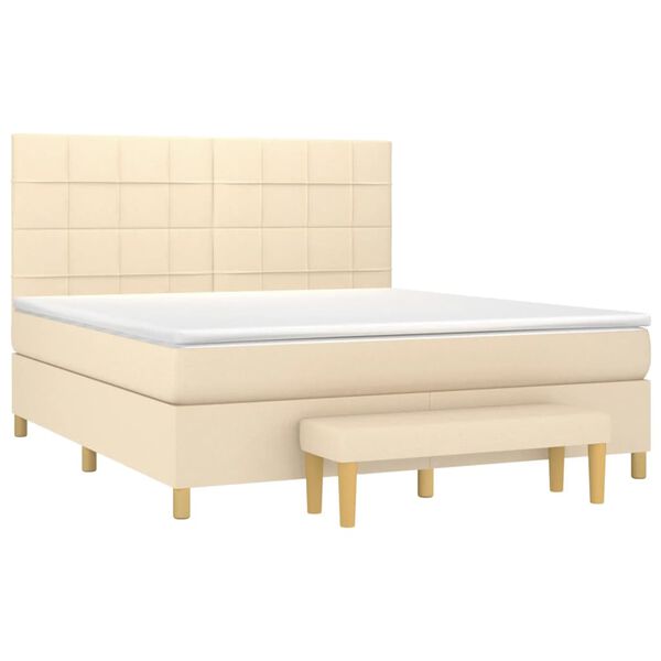 vidaXL Boxspring met matras stof cr&egrave;mekleurig 160x200 cm