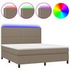 vidaXL Boxspring met matras en LED stof taupe 180x200 cm