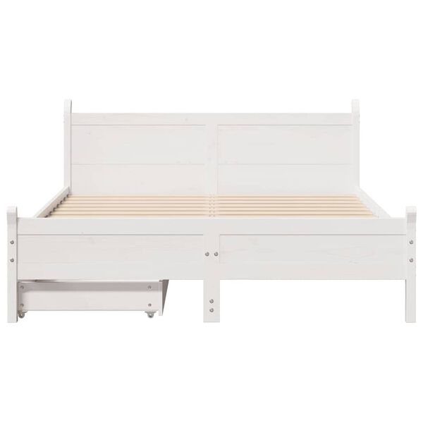 vidaXL Bedframe zonder matras massief grenenhout wit 140x190 cm