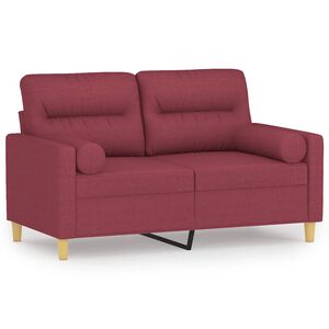vidaXL Tweezitsbank met sierkussens 120 cm stof wijnrood