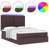 vidaXL Ottoman bed met matras en LED's 140x190cm stof donkerbruin