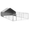 vidaXL Hondenkennel met ren 7x3x1,9 m gegalvaniseerd staal