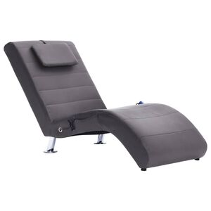vidaXL Massage chaise longue met kussen kunstleer grijs