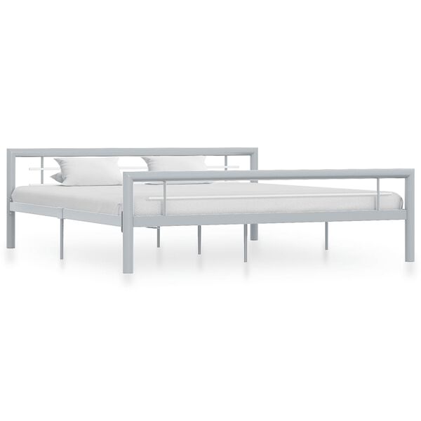 vidaXL Bedframe metaal grijs en wit 180x200 cm