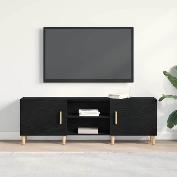 vidaXL TV-kast Zwart Eiken 150 x 30 x 50 cm Bewerkt hout