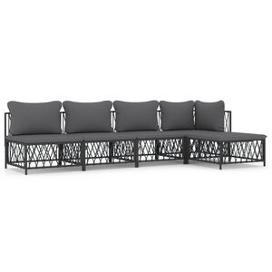 vidaXL 5-delige Loungeset met kussens staal antracietkleurig