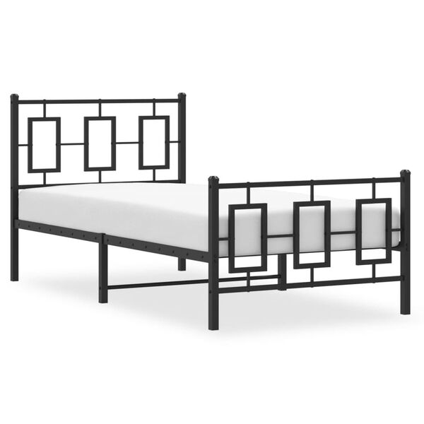 vidaXL Bedframe met hoofd- en voeteneinde metaal zwart 90x200 cm