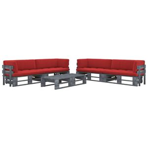 vidaXL 6-delige Loungeset pallet met kussens grijs ge&iuml;mpregneerd hout