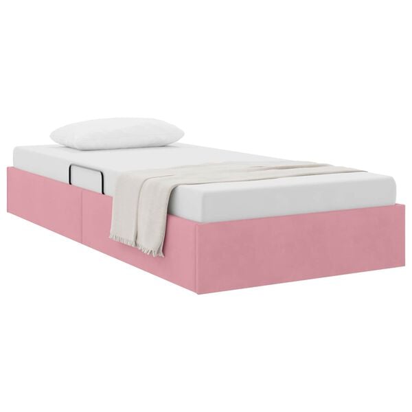 vidaXL Opslag bed met opslag Roze 90 x 190 cm Fluweel