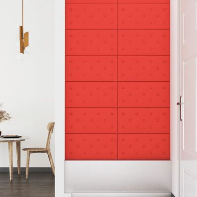 vidaXL Wandpanelen 12 st 2,16 m² 60x30 cm kunstleer rood