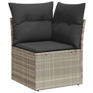 vidaXL Tuinhoekbank met kussens poly rattan lichtgrijs