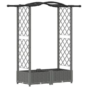 vidaXL Verhoogd Bed met Trellis en Dak Lichtgrijs 124 x 40 x 123 cm PP