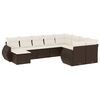 vidaXL 10-delige Loungeset met kussens poly rattan bruin