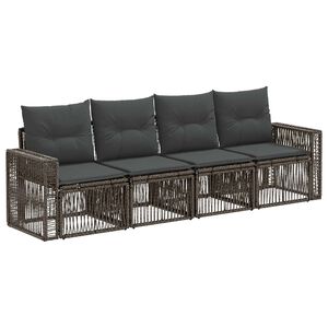 vidaXL Tuinbankenset 4 pcs Grijs en Donkergrijs poly rattan