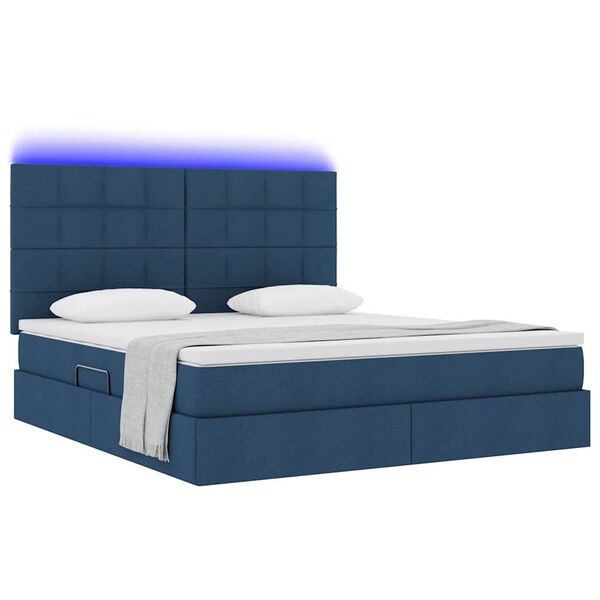 vidaXL Opbergbed met LED met matras Blauw 180 x 200 cm Polyester