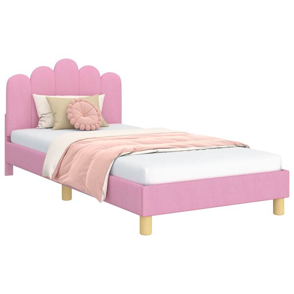 vidaXL Peuterbedframe met hoofdbord Roze 80 x 200 cm Stof