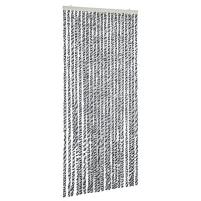 vidaXL Vliegengordijn 56x200 cm chenille grijs en zwart-wit