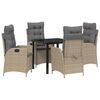 vidaXL Tuin eettafelset met kussen 5 pcs Beige poly rattan