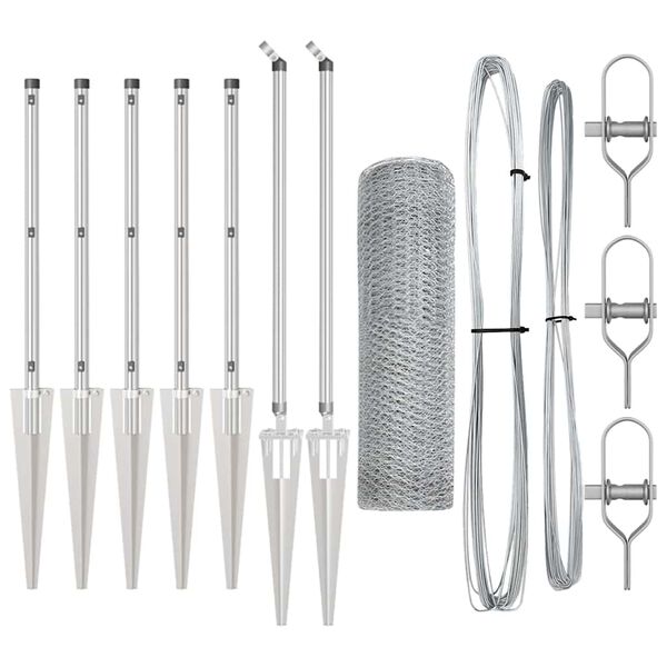 vidaXL Afrasteringspaal Zilver 10 x 1 m (25 mm gaas) Staal