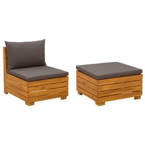 vidaXL Tuin loungeset met kussen 2 Stuk Bruin Massief Acaciahout