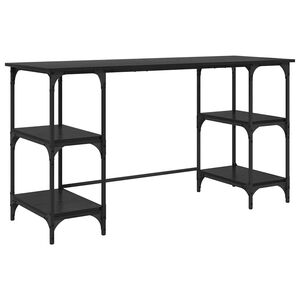 vidaXL Bureau Zwart Eiken Bewerkt hout 140 x 50 x 75 cm