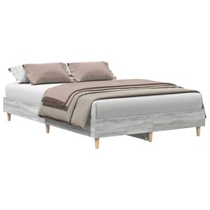 vidaXL Bedframe zonder matras 135x190 cm spaanplaat grijs sonoma