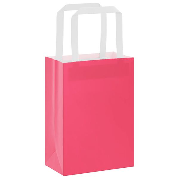 vidaXL Papieren zakken 50 st met hengsels 15x8x21 cm roze