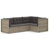 vidaXL 4-delige Loungeset met kussens poly rattan grijs