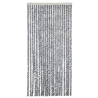 vidaXL Vliegengordijn 90x220 cm chenille grijs en zwart-wit