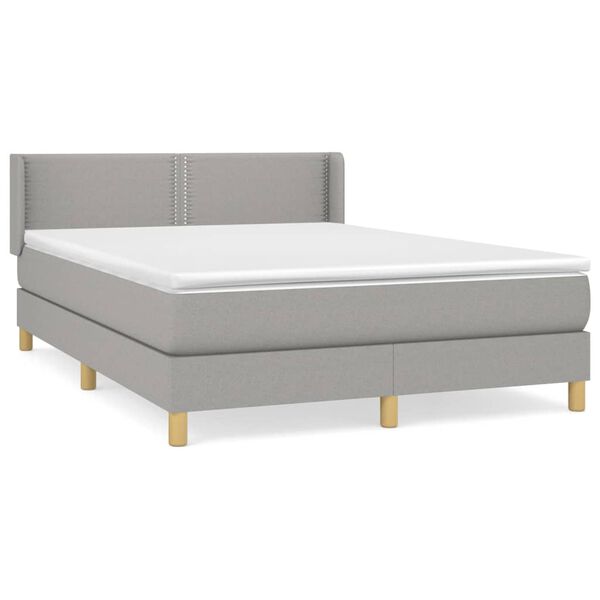 vidaXL Boxspring met matras stof lichtgrijs 140x190 cm