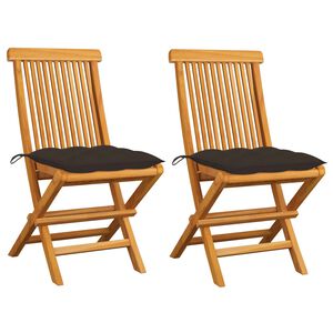 vidaXL Opklapbare stoelen met taupekleurige kussens, 2 stuks, massief teakhout