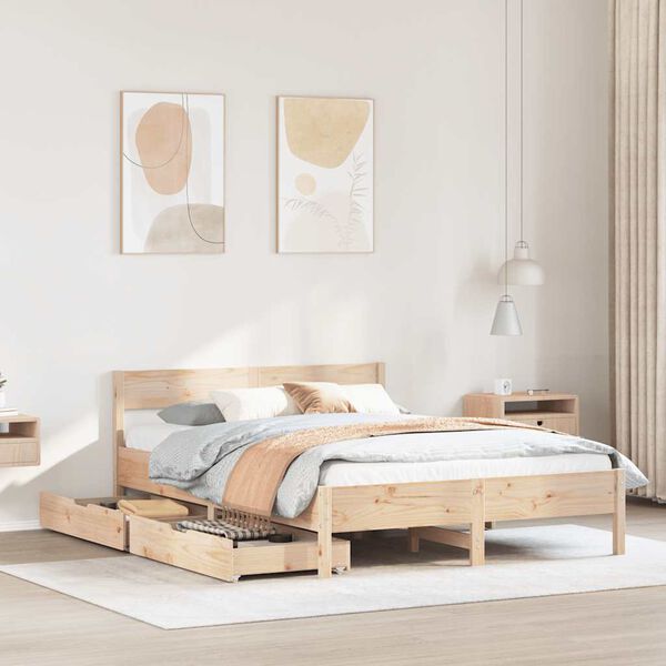 vidaXL Bedframe zonder matras massief grenenhout 135x190 cm