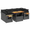 vidaXL 7-delige Loungeset met kussens poly rattan zwart