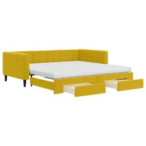 vidaXL Slaapbank met onderschuifbed en lades 100x200 cm fluweel geel