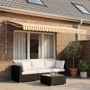 vidaXL Vervangingsdoek voor luifel 600x300 cm polyester geel en wit