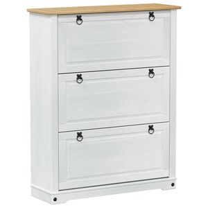 vidaXL Schoenenkast Corona Wit 99 x 32 x 122 cm Massief grenenhout