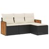 vidaXL 4-delige Loungeset met kussens poly rattan zwart