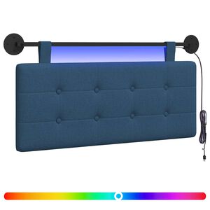 vidaXL Hangend hoofdbord Met LED-verlichting Blauw Stof
