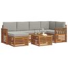 vidaXL Hoekbank Set 7 pcs Natuurlijk en Lichtgrijs Massief Acaciahout