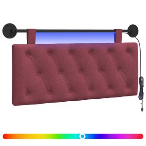 vidaXL Hangend hoofdbord Met LED-verlichting Wijnrood Stof
