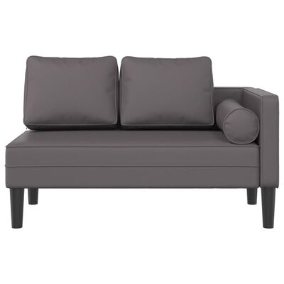 vidaXL Chaise longue met kussens kunstleer grijs