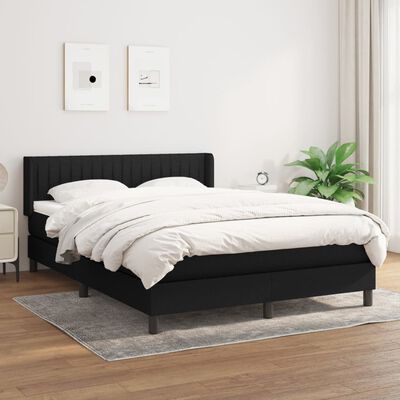 vidaXL Boxspring met matras stof zwart 140x190 cm