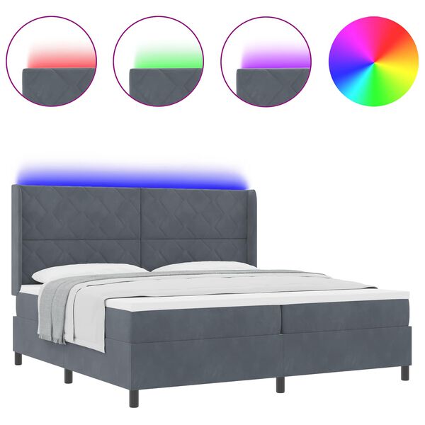 vidaXL Boxspringbed met matras Donkergrijs 200 x 200 cm Fluweel