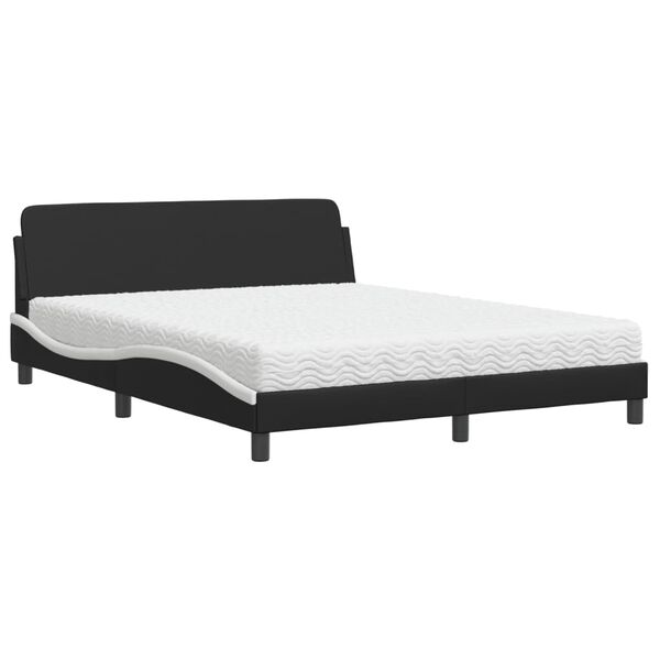 vidaXL Bed met matras "Dover" kunstleer zwart en wit 160x200 cm