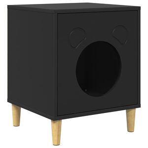 vidaXL Kattenhuis Zwart 42,5 x 40 x 53 cm Bewerkt hout