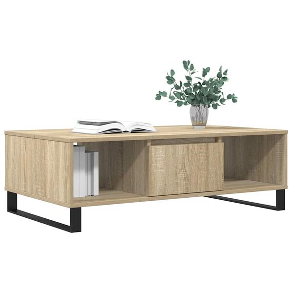vidaXL Salontafel 104x60x35 cm bewerkt hout sonoma eikenkleurig