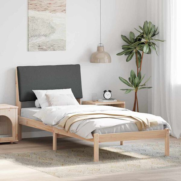 vidaXL Bedframe Bruin en donkergrijs 90 x 190 cm Massief grenenhout