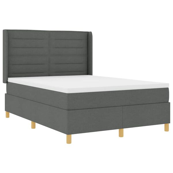 vidaXL Boxspringbed met matras Donkergrijs 140 x 200 cm Stof