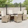 vidaXL Tuin eettafelset met kussen 5 pcs Beige poly rattan